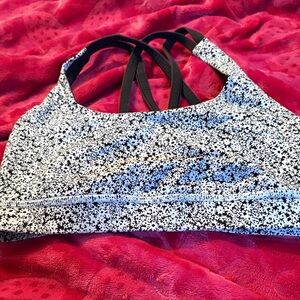 Lululemon Athletica Black and White Floral Bra